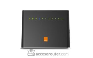 Livebox Evolution de Orange, negro y vertical, con el logotipo naranja