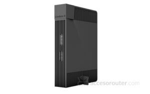 Livebox 6 de Orange, negro y vertical, visto de frente