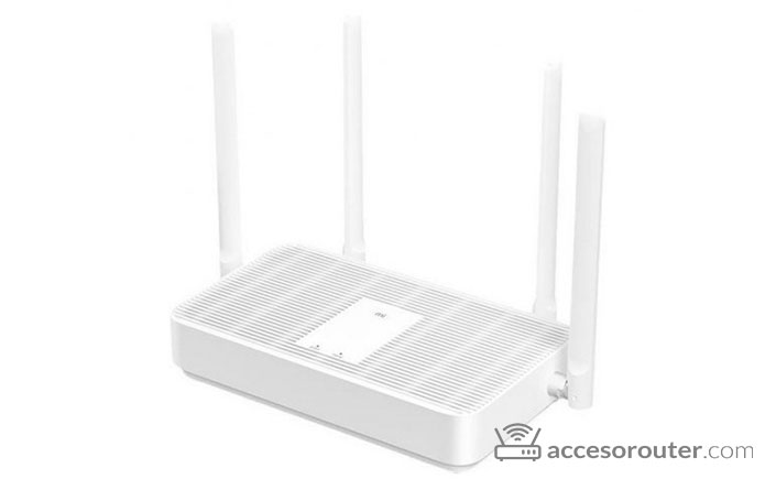 Router Xiaomi Mi Router AX1800 blanco con sus cuatro antenas externas desplegadas